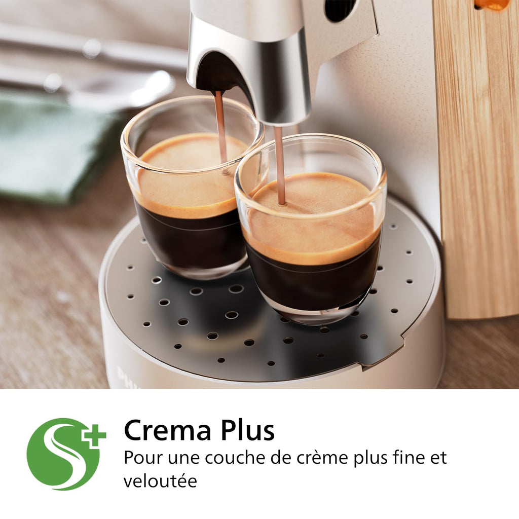 Machine à Café à Dosettes SENSEO Select – Intensity Plus, Crema Plus, 37 % Plastique Bio – Blanc Soie CSA240/06 | Arlino