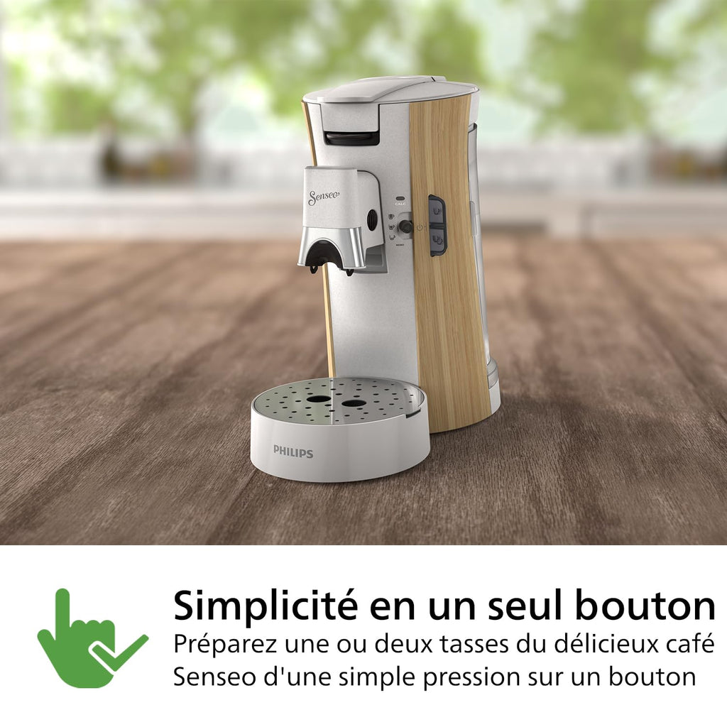 Machine à Café à Dosettes SENSEO Select – Intensity Plus, Crema Plus, 37 % Plastique Bio – Blanc Soie CSA240/06 | Arlino