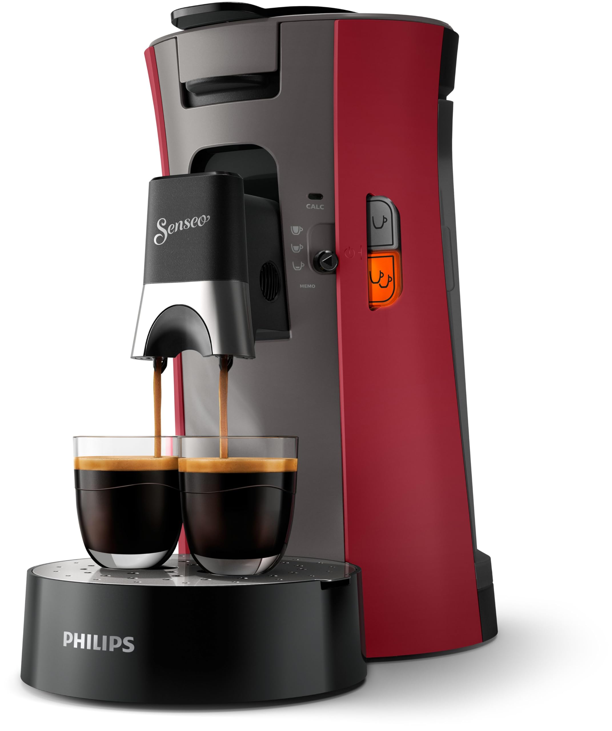 Machine à Café à Dosettes SENSEO Select Eco – Intensity Plus, Crema Plus, Bec Verseur Métallique – Rouge Intense CSA240/91 | Arlino