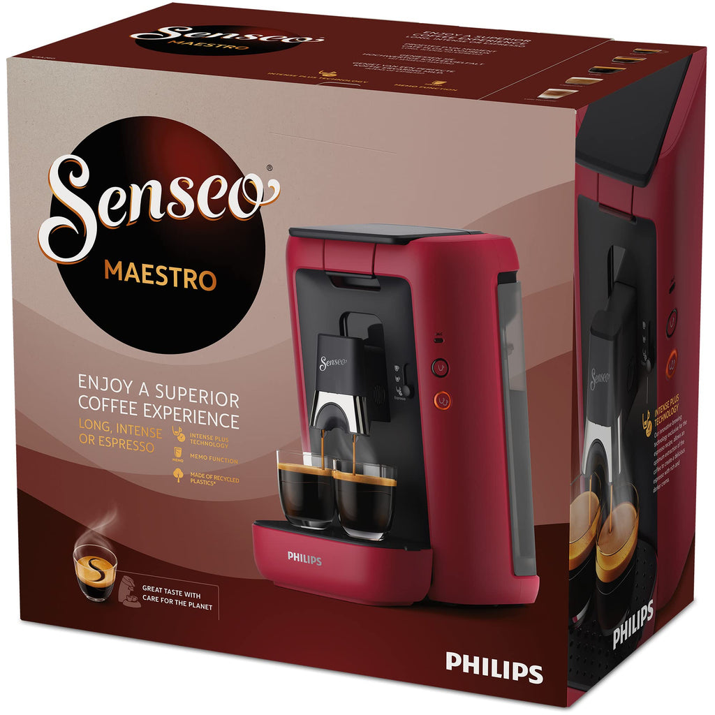 Machine à Café à Dosettes SENSEO Maestro – Réservoir 1,2 L, Fonction Mémo – Rouge CSA260/91 | Arlino