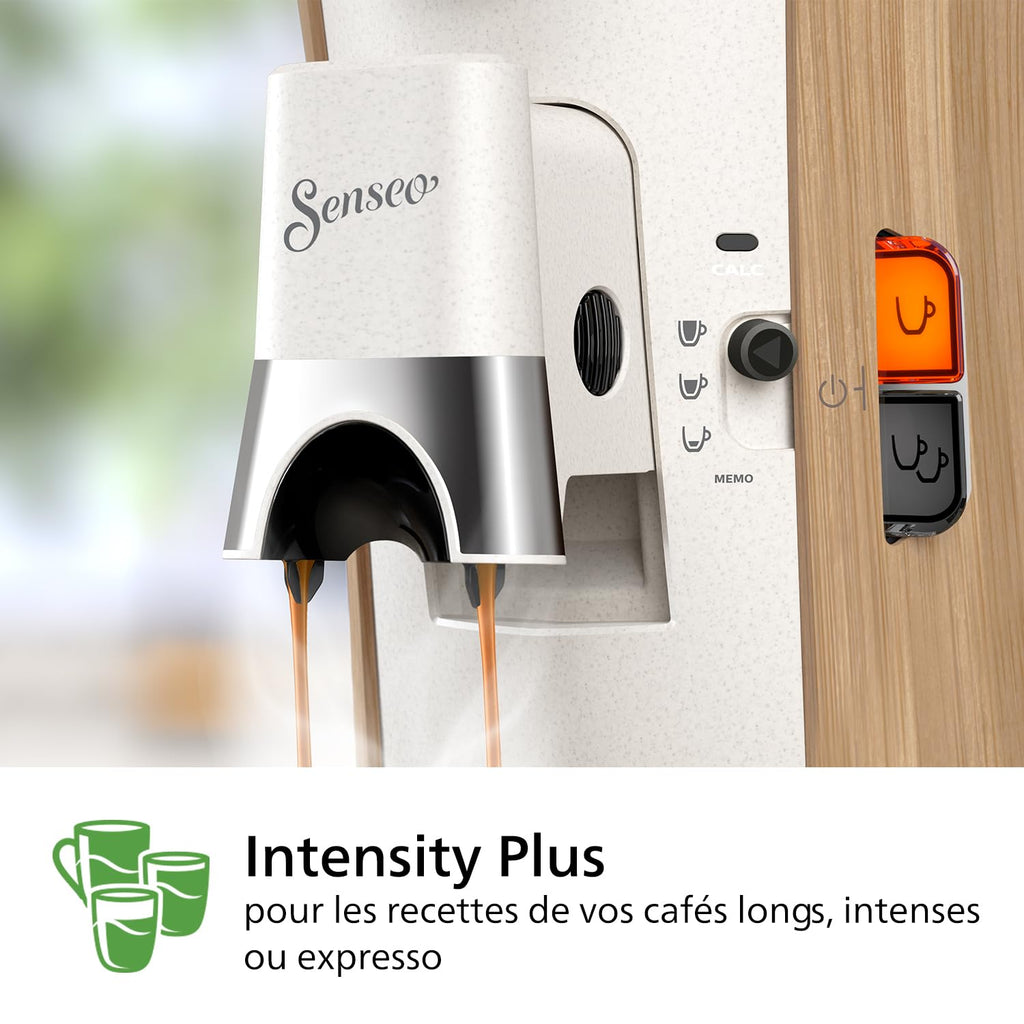Machine à Café à Dosettes SENSEO Select – Intensity Plus, Crema Plus, 37 % Plastique Bio – Blanc Soie CSA240/06 | Arlino