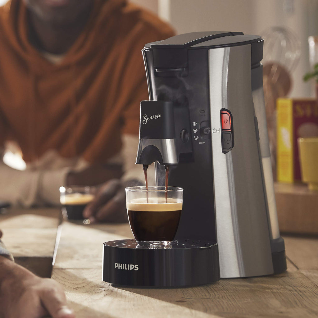 Machine à Café à Dosettes SENSEO Select – Intensity Plus, Crema Plus, Bec Verseur Métallique – Sauge CSA250/11 | Arlino